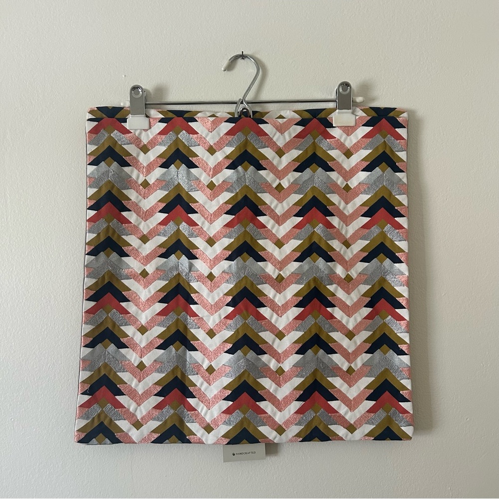 NWT West Elm Jewel Multicolor Embroidered Chevron Pillow Covers - Set Of 2